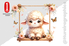 Cute Sheep Clipart - PNG File Product Image 1