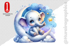 Cute Elephant Clipart - PNG File Product Image 2