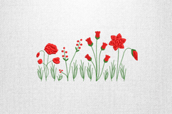 Red Wildflower Meadow Border Embroidery Design Product Image 1