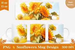 Sunflowers Mug Sublimation Design PNG, 11 & 15oz mug Product Image 1