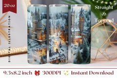 3D Christmas Tumbler Wrap, 3D Winter Tumbler Sublimation Product Image 1