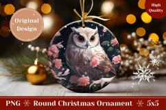 Christmas Ornament PNG, Cute Owl Ornament Sublimation Design Product Image 1