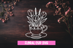 Vintage floral teacup SVG Product Image 1