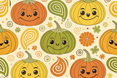 Retro Pumpkin Patch Funny Digital Paper Product Image 1