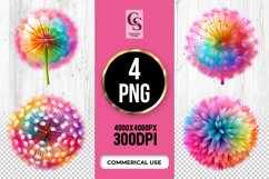 Rainbow Dandelion Flower Clipart Sublimation PNG Product Image 1