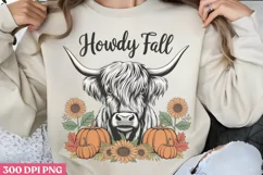 Howdy Fall PNG,Highland Cow Sublimation PNG Product Image 2