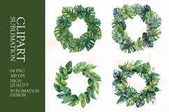 Watercolor tropical leaves clipart sublimation png Product Image 1