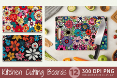 Whimsical Funky Flowers Cutting Boards sublimation Designs Product Image 1