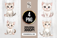 Cute Silver Tabby Kitten Clipart Sublimation PNG Product Image 1