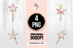 Cute Pink Magic Wand Clipart Sublimation PNG Product Image 1