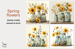 FLowers digital paper, background clipart Product Image 1