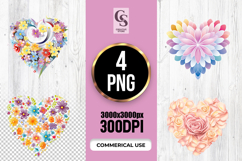 Floral Heart PNG Colorful Flower PNG Product Image 1