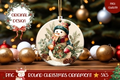 Cartoon Snowman Round Ornament, Winter Ornament Template Product Image 1