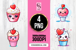 Cute Kawaii Heart Cupcake Clipart Sublimation PNG Product Image 1