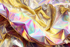 A crumpled metallic foil sheets with iridescent colors Product Image 1