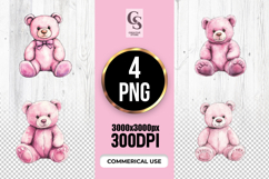 Cute Pink Teddy Bear with Bow Clipart Sublimation PNG Product Image 1