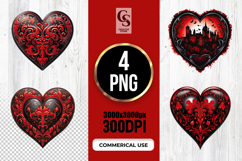 Gothic Red Heart Illustration Clipart Sublimation PNG Product Image 1