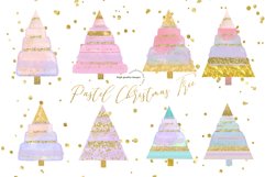 Pastel Gold Glitter Christmas Tree Clipart Product Image 3