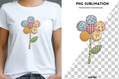 Patchwork Flower PNG | Vintage Fabric Floral Clipart Product Image 2