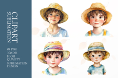Watercolor cute boy clipart sublimation png Product Image 1