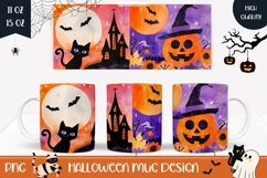 Halloween Pumpkin Mug Wrap, Kids Halloween Mug Design Product Image 1