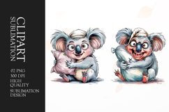 Grumpy Koala watercolor clipart sublimation Product Image 1