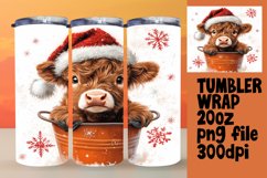 Watercolor Christmas Cute Cow Tumbler Wrap - 20oz Sublimatio Product Image 1