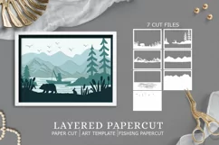 Fishing layered papercut| SVG Fishing 3D Paper Cut Light box Product Image 1