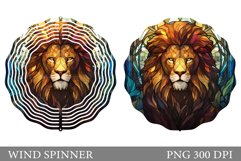 Lion Wind Spinner Design. Stained Glass Lion Wind Spinner Product Image 1