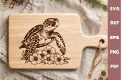 Sea Turtle Design, Underwater World, Cutting board Laser SVG Product Image 1