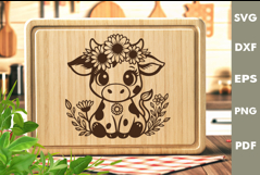 Baby Cow svg|Baby Dairy cow laser|Flower Cow svg Product Image 1