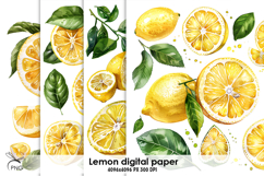 Lemon digital paper, background clipart Product Image 1
