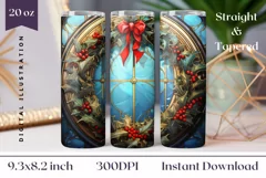 Christmas Wreath Tumbler Wrap, Christmas Sublimation Design Product Image 1