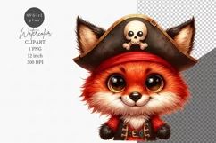 Fox pirate clipart, Costume clipart, Birthday clipart, Product Image 1