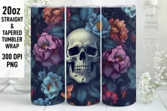 3D Skull Flowers Tumbler Sublimation Wrap | 3D Tumbler wrap Product Image 1