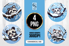 Cute Raccoon On Snowy Branch Clipart Sublimation PNG Product Image 1