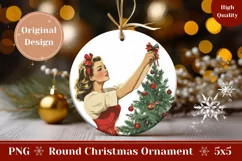 Vintage Christmas Ornament Design, Retro Woman Ornament Product Image 1