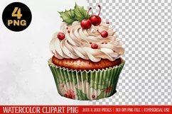 Christmas Cupcake Clipart PNG | Graphics| Christmas Ornament Product Image 1