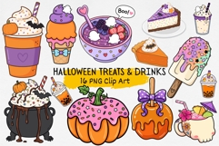 Kawaii Halloween Treats &amp; Drinks Clipart Product Image 1