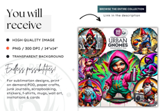 Urban Gnome Clipart, hip hop Gnome Clipart, Gnomes png Product Image 2