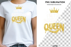 Birthday Queen PNG | Glitter Birthday Girl Design | Gold Product Image 2