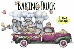 Watercolor Baker Gnome Truck, Sublimation Png Product Image 1