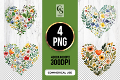 Wildflower Heart Floral Clipart Sublimation PNG Product Image 1