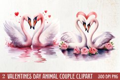 Valentines Day Animal Couple Clipart, Valentine Couple Product Image 1