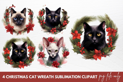 Christmas Cat Wreath Sublimation Clipart Product Image 1