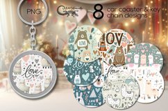 Valentine alpaca &amp; bear | scandi Car coaster &amp; key chain Product Image 1