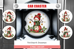 Patchwork Snowmen Car Coaster Product Image 1