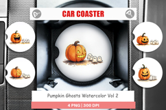 Halloween Pumpkin Ghosts Car Coaster Product Image 1