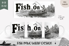 Fish On Mug Design, Fish Mug, Fisherman Mug Wrap Product Image 1