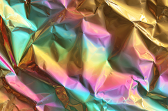 A colorful crumpled metallic foil background texture Product Image 1